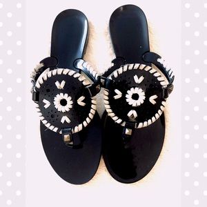Black and white sandals